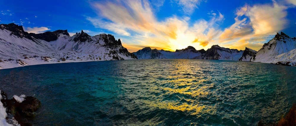 Heaven Lake at Mount Paektu - sacred birthplace of Korean civilization